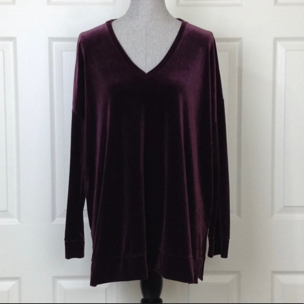 Jones New York Plum Crushed Velvet Top SZ 1X